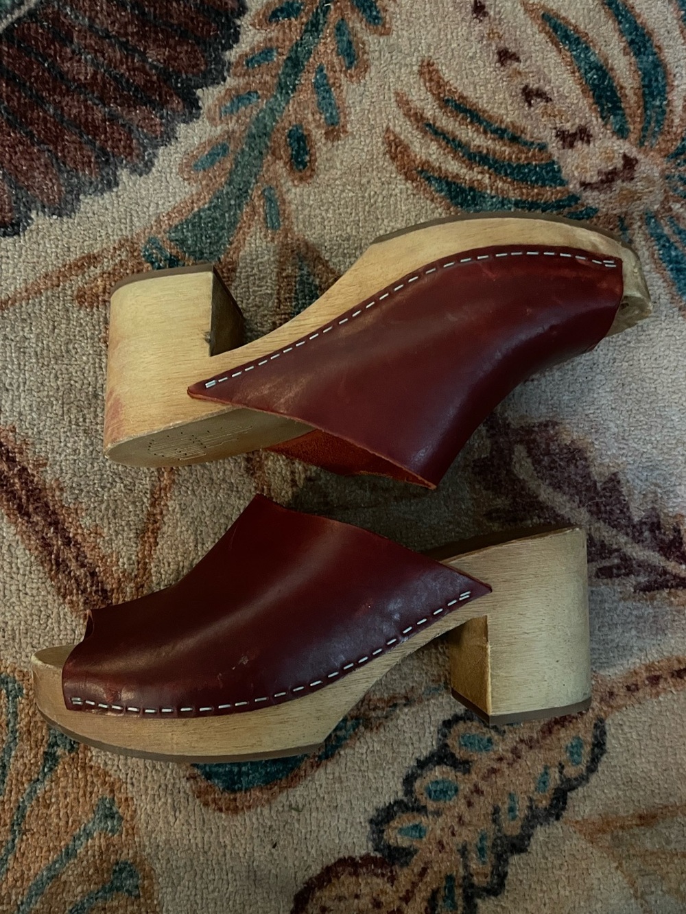 Charlotte stone peep toe marlo leather clogs